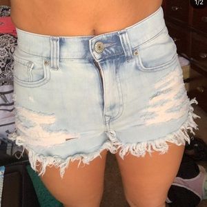 Light wash denim jean shorts